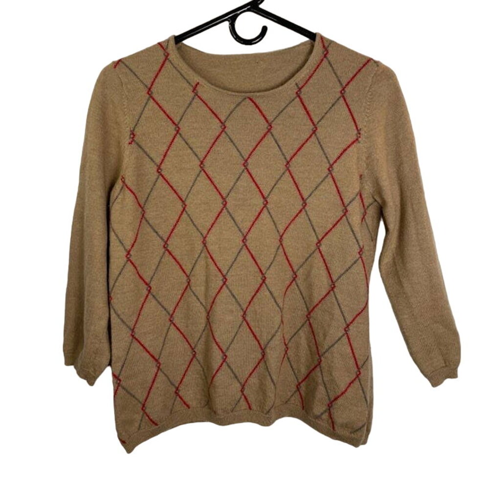 Brooks Brother Argyle Fall Pullover Sweater Womens M Old Money Book Club‎ Top